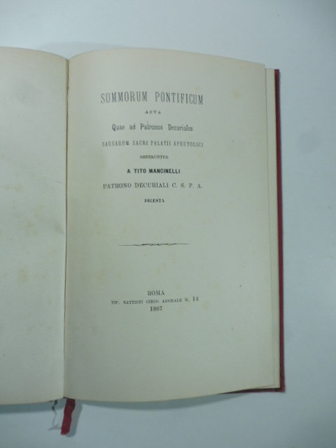 Summorum Pontificum acta quae ad patronos decuriales causarum sacri palatii apostolici